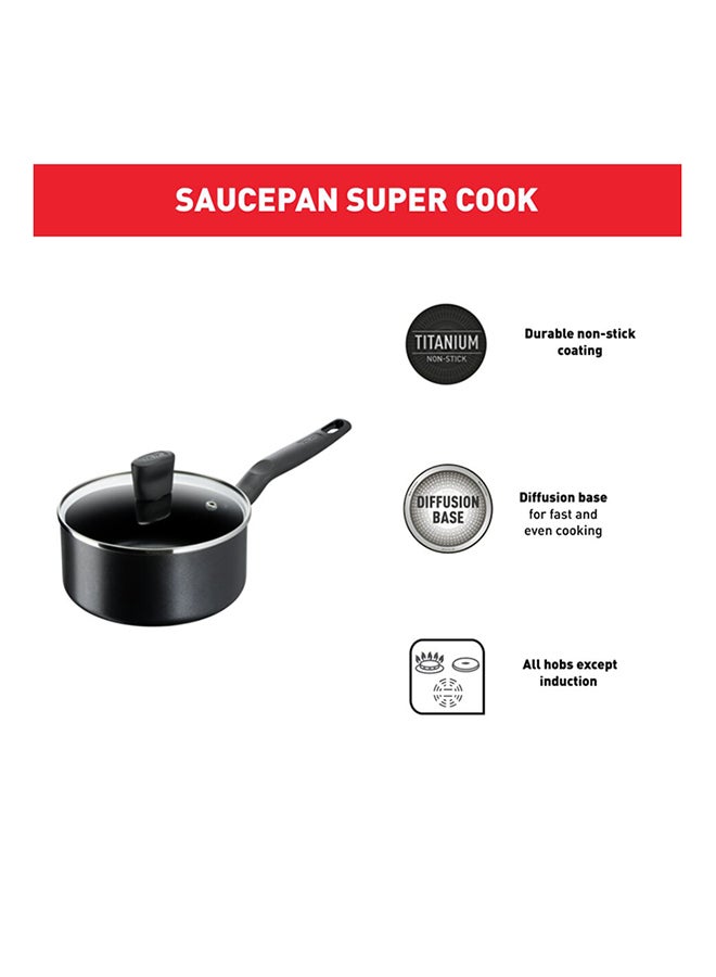 Tefal G6 Non-Stick Super Cook Saucepan With Lid 18 cm Black 18 cmcm  - Image 4