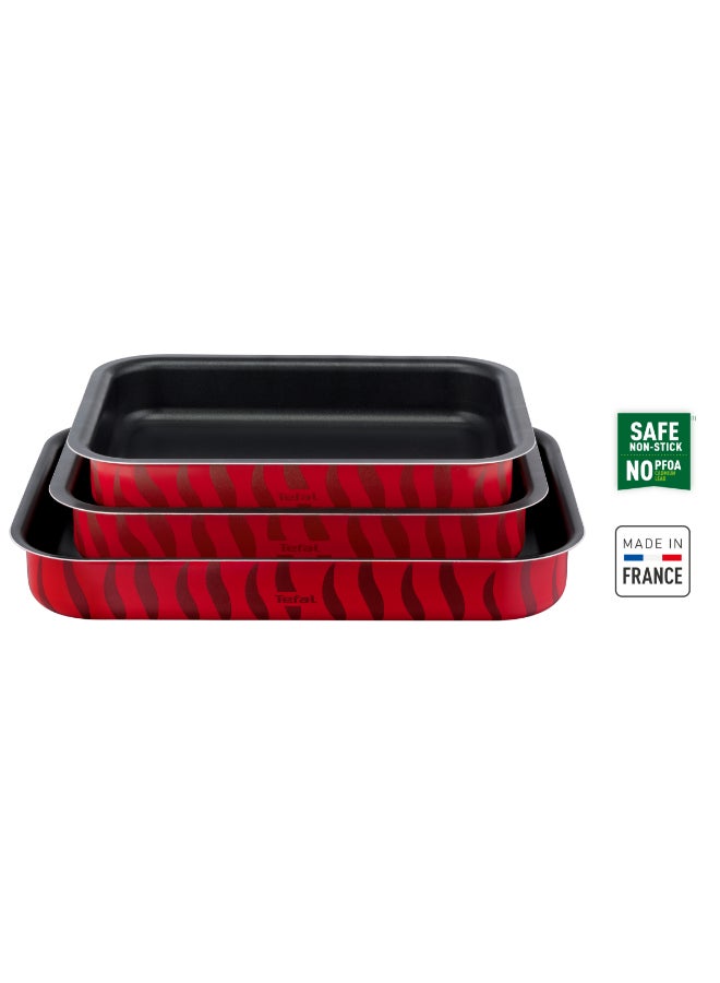 تيفال صواني الخبز من تفال | مجموعة "لي سبيسياليست" 3 قطع | صواني فرن: 22x29 سم، 24x31 سم، 27x37 سم | طلاء غير لاصق | ألمنيوم | توزيع حراري | سهل التنظيف | صنع في فرنسا | ضمان لمدة سنتين | J5715482 22x29 + 24x31 + 27x37سم - Image 1