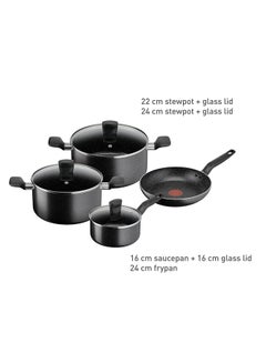 7 Pieces Set Tefal Dark Stone Non-Stick Stewpots 22/24 Cm+Lids Saucepan 16 Cm Frypan 24 Cm Aluminium Black - pnsku/N70079883V/45/_/1716722866/d2537a2c-7491-4de5-964b-61cf9f412766