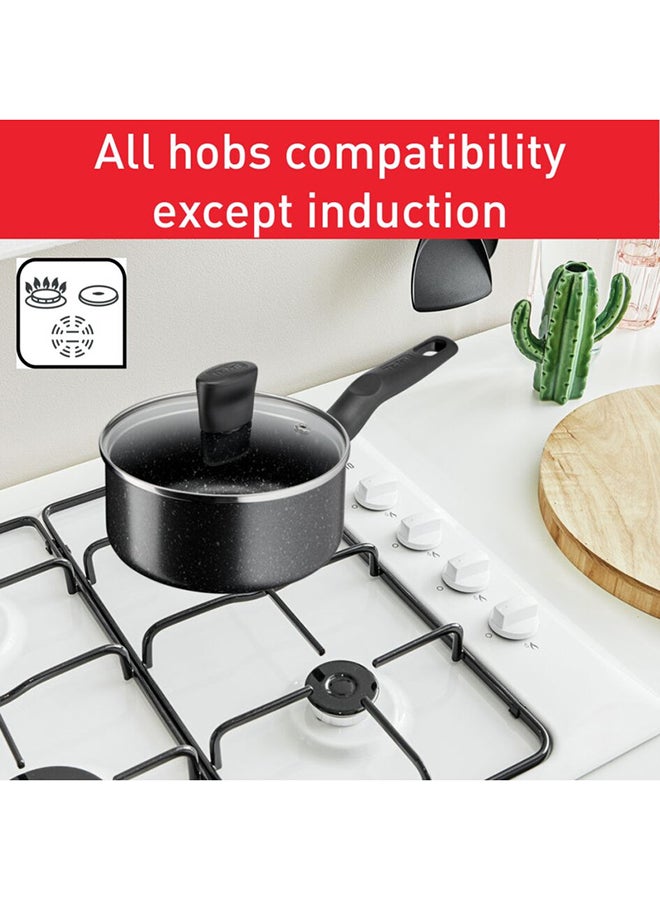 Tefal 7 Pieces Set Tefal Dark Stone Non-Stick Stewpots 22/24 Cm+Lids Saucepan 16 Cm Frypan 24 Cm Aluminium Black  - Image 4