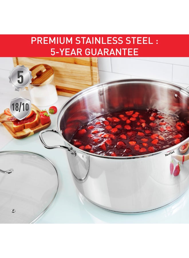 TEFAL Intuition XL stockpot | 28 cm | Premium Stainless steel 18/10 | XL Size | Robust Handles | Glass Lid | Induction Pot | 2 Years Warranty | B8646404 Stainless steel 28cm - Image 5