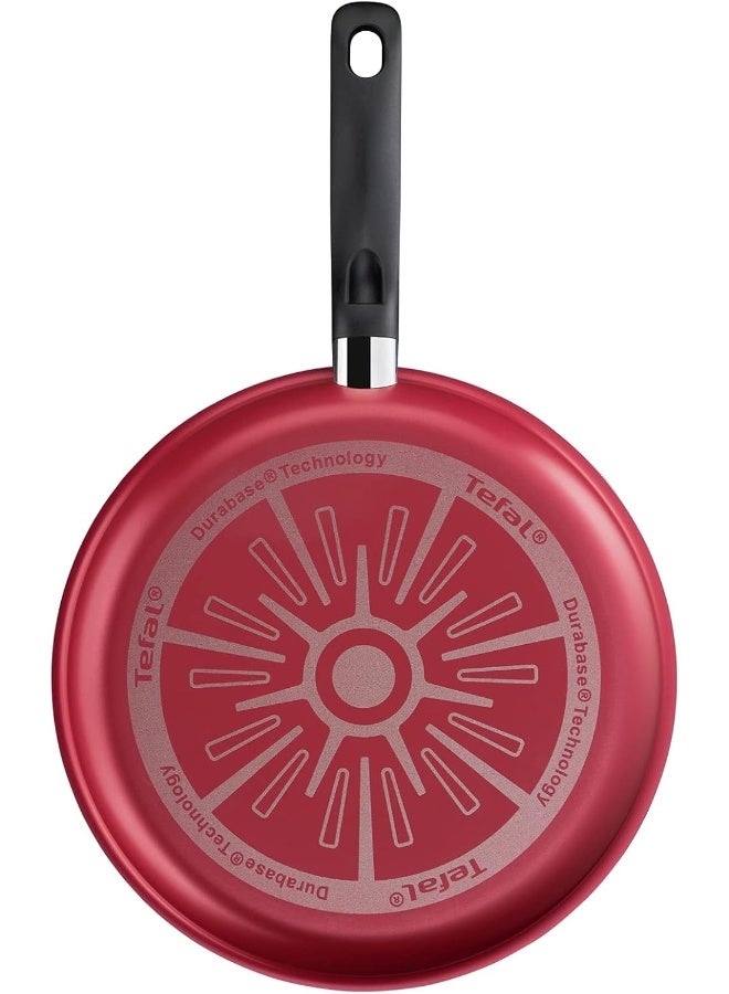Tefal - TEFAL Cookware Set of 9 Pieces |Super Cook| frypan 24 cm/stewpots 22/24 cm/wokpan 28 cm/spoon/slotted spoon/slotted spatula | Non-Stick | Thermo Signal | Aluminium | Red | 2 Years Warranty | B243S987 Red 20/24cm - Image 1