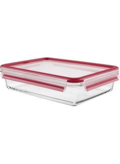Tefal TEFAL MasterSeal Glass Fresh Box Container | 3.0 L | Rectangular All-in-One Food Storage Container | Leak-Proof | Oven-Safe | Hygienic | Dishwasher-Safe | Red | 2 Years Warranty | K3010612 Red 3Liters  - Image 1