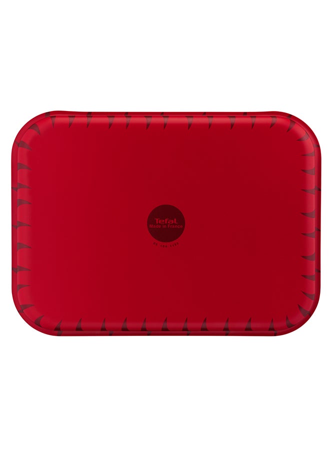 تيفال Les Specialistes 3-Piece Set Oven Dishes Non-Stick Coating Aluminum Heat Diffusion Easy Cleaning Red Made In France  22X29 Cm Red 22x29 + 24x31 + 27x37cm - Image 4