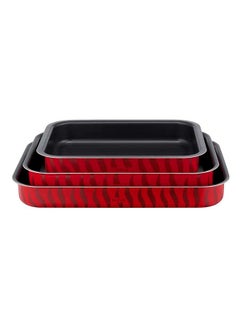 Tefal TEFAL Oven Tray | Les Spécialistes Large Set of 3 Pieces | Rectangular 41x29cm/ 37x27cm/ 31x24cm | Non-Stick | Red Bugatti | Made in France | 2 Years Warranty | J5715582 Red  - Image 1