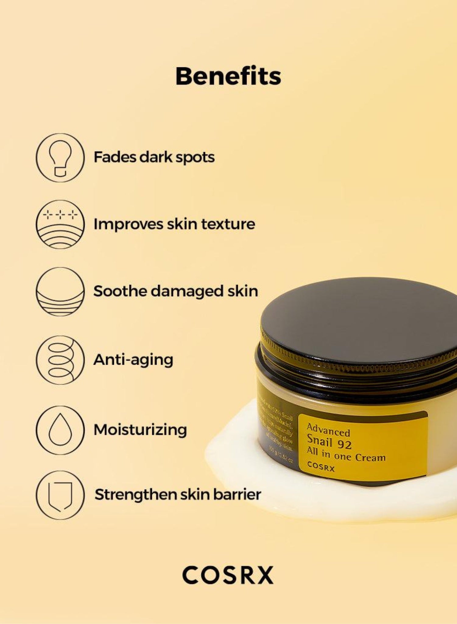 Advanced Snail 92 All-In-One Cream Moisturizer Enriched With 92% Of Snail Mucin To Give Skin Nourishment 100grams - https://f.nooncdn.com/p/pnsku/N70080070V/45/_/1716780833/4491de7f-99fe-49df-8f1a-efad7493b7b3.jpg?format=jpg&width=original