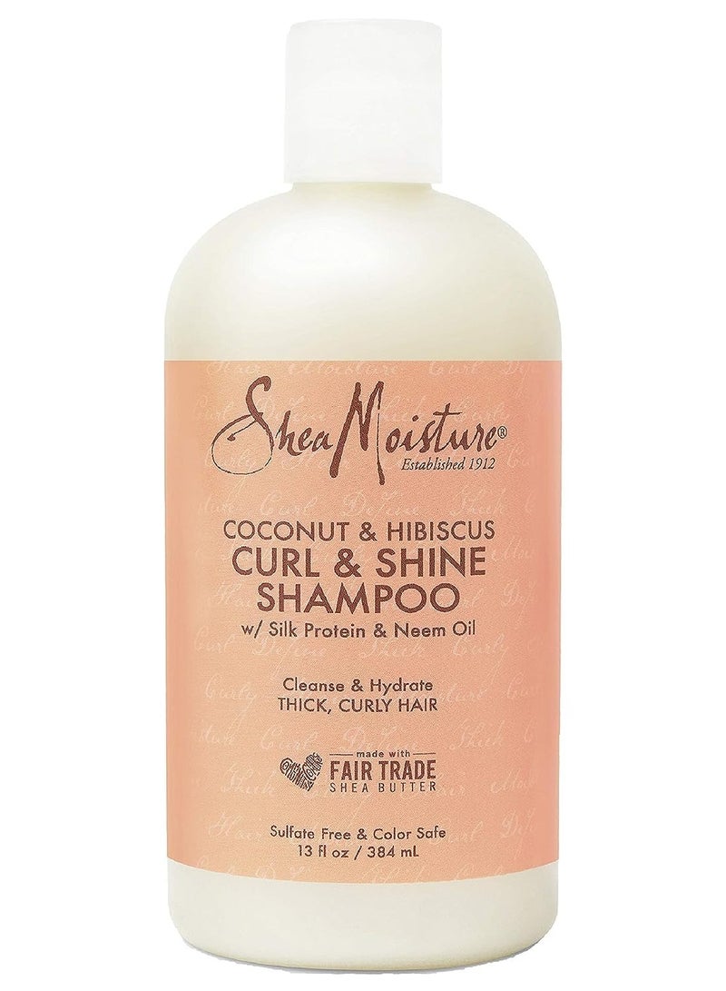 SheaMoisture Curl And Shine Coconut Shampoo Coconut And Hibiscus For Curly Hair Paraben Free Shampoo 13 oz - Image 1