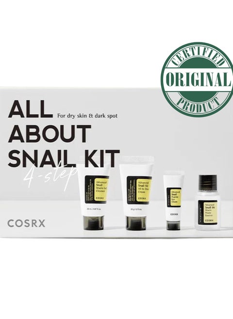 All About Snail Kit 4-Step Beloved Skincare Essentials Infused With Snail Mucin For Perfectly Repairing, Moisturizing, And Soothing Skin 75ml
