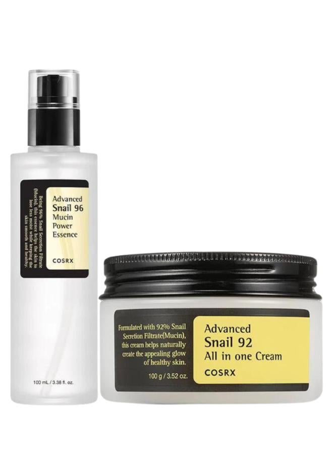 ثنائي راديانس رينيوال للعناية بالبشرة بالحلزون المتطور الحلزون 96 Mucin Power Essence و92 كريم الكل في واحد - Image 1