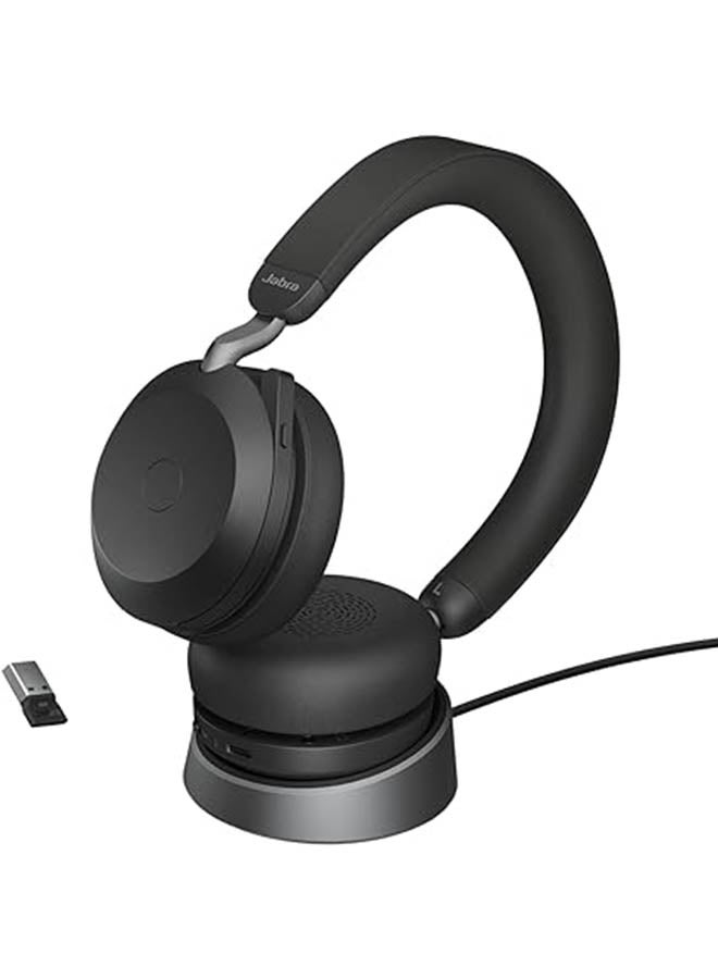 Jabra Jabra Evolve2 75 Wireless PC Headset with Charging Dock and 8-Mic Technology - Dual Foam Stereo Headphones with Advanced Active Noise Cancellation, USB-A Bluetooth Adapter and UC Compatibility Black  - Image 1