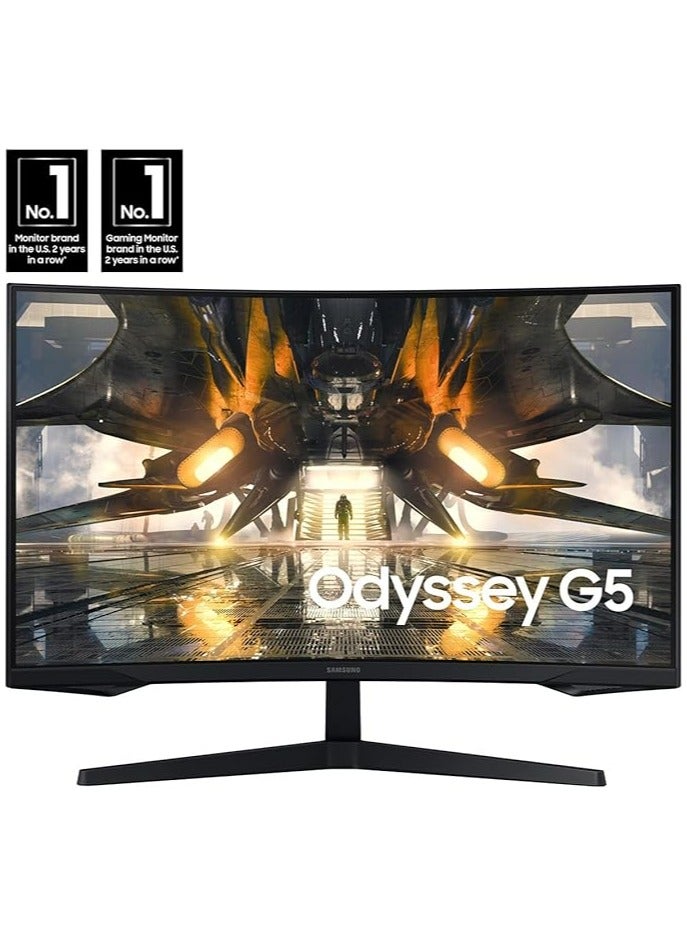 Samsung Odyssey G5 2K QHD HDR10 VA Panel Technology Curved Gaming Monitor with 165Hz Refresh Rate and AMD FreeSync, 32-Inch SizeLS32CG552EMXEG اسود
