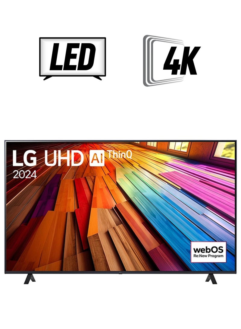 LG - 70 Inch UHD 4K Smart TV | UT80 | AI Magic remote | HDR10 | webOS 24 | α5 AI Processor 4K Gen6 | Built in receiver | 60HZ | AI Sound Pro (Virtual 9.1.2 Up-mix) | (2024) - 70UT80006LA.AMVE Black - Image 1