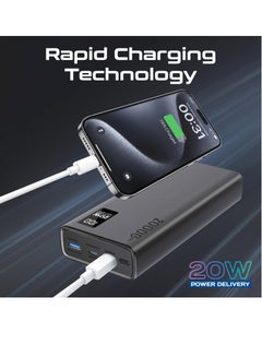PROMATE 20000 mAh Ultra-Slim Power Bank With 20W USB-C Input/Output Port QC 3.0 Output Black  - Image 4