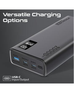 PROMATE 20000 mAh Ultra-Slim Power Bank With 20W USB-C Input/Output Port QC 3.0 Output Black  - Image 3