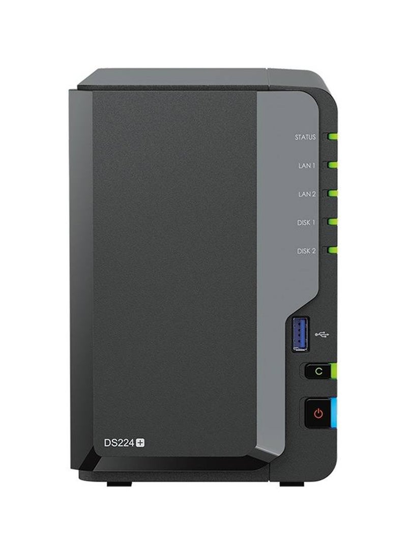 Synology DiskStation DS224+ 2-Bay NAS Enclosure With Intel Celeron J4125 4-core 2.0 Base/2GB RAM/3.5-Inch HDD & 2.5-Inch SSD/ 2x RJ-45 1GbE LAN & 2x USB 3.2 Gen 1 Ports Black DS224+ Black  - Image 1