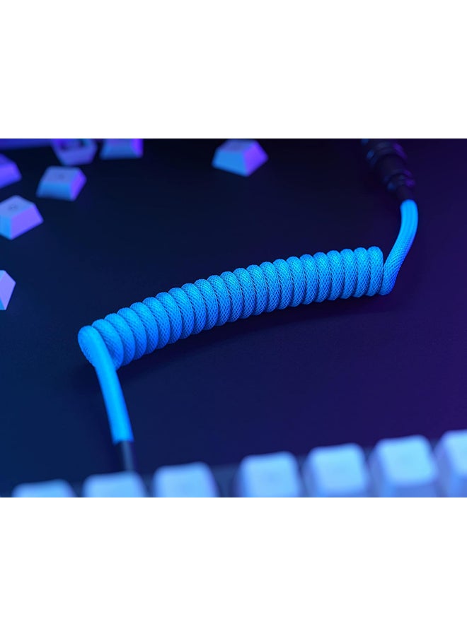 جلوريوس - كابل لوحة مفاتيح ملفوف Glorious - كابل USB C ملفوف كابلات مضفرة من Artisan للوحة مفاتيح الألعاب الميكانيكية كابل ملفوف - كابل لوحة مفاتيح مخصص (أزرق كهربائي) - Image 1