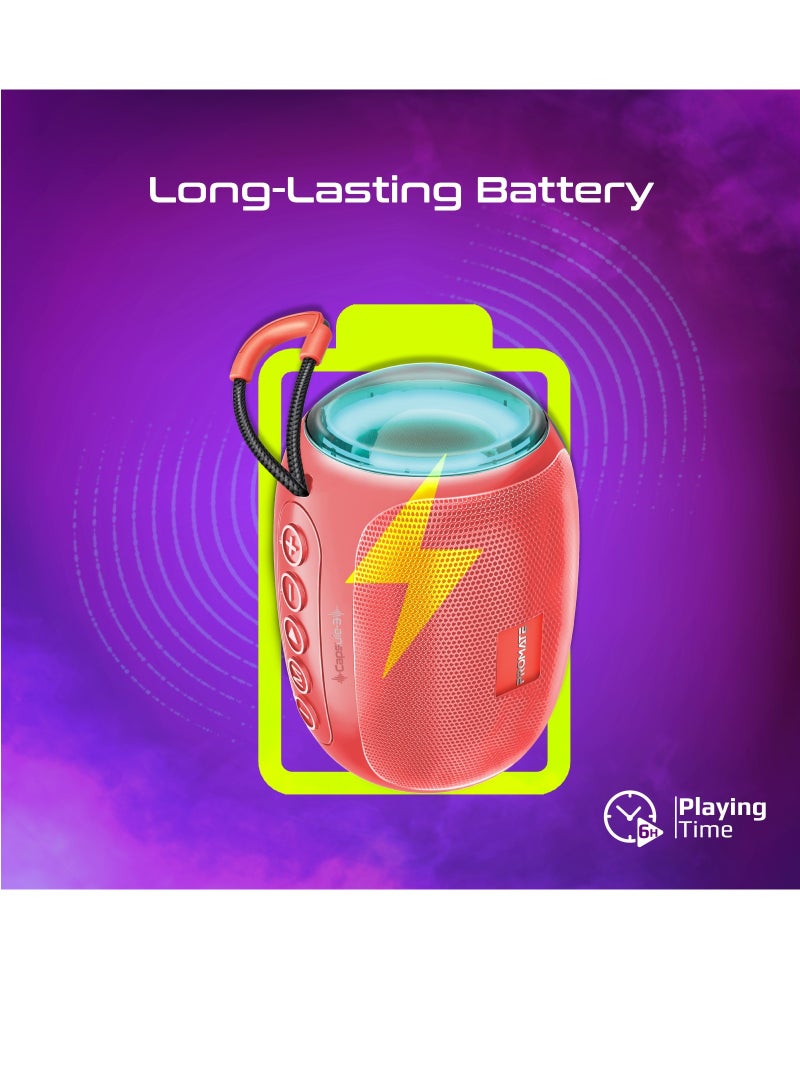 مكبر صوت لاسلكي محمول، مكبر صوت لاسلكي حقيقي عالي الدقة بقوة 5 وات مع أضواء LED مذهلة، ووقت تشغيل يصل إلى 8 ساعات، ومنفذ وسائط USB، وفتحة بطاقة TF ومنفذ 3.5 مم
