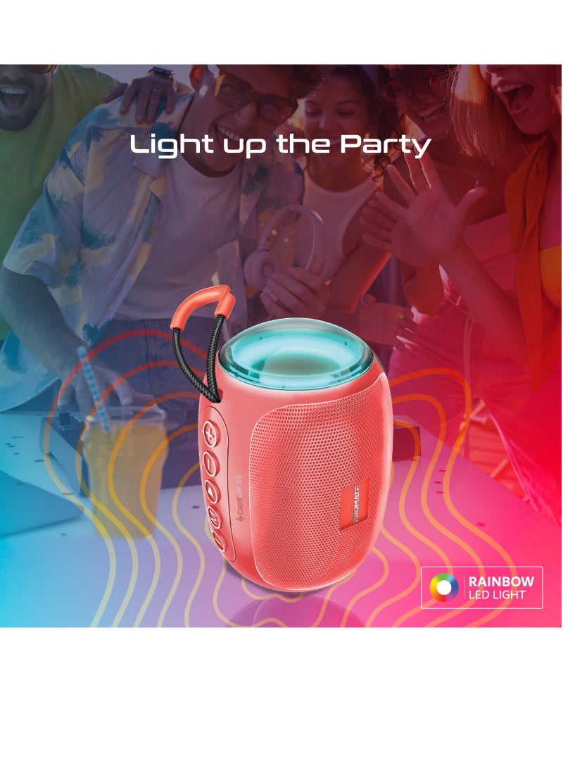 مكبر صوت لاسلكي محمول، مكبر صوت لاسلكي حقيقي عالي الدقة بقوة 5 وات مع أضواء LED مذهلة، ووقت تشغيل يصل إلى 8 ساعات، ومنفذ وسائط USB، وفتحة بطاقة TF ومنفذ 3.5 مم
