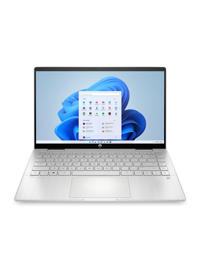 HP - Pavilion x360 14-ek1001ne 2 In 1 Laptop With 14-Inch Display, Core i3-1315U Processor/8GB RAM/256GB SSD/Intel UHD Graphics/Windows 11 Home English/Arabic Natural Silver - Image 1