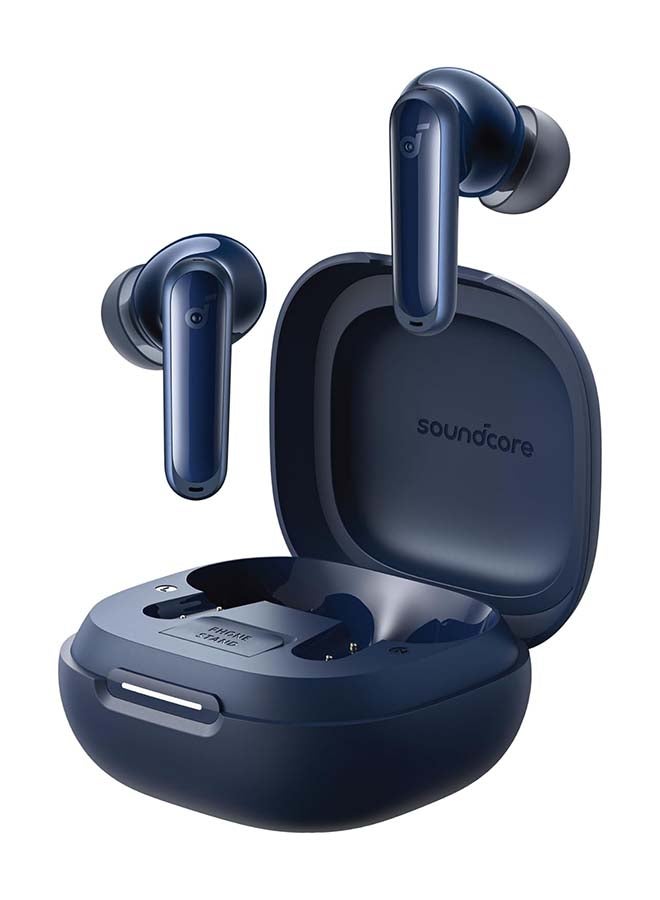 ساوند كور P40i من Anker، سماعات أذن لاسلكية لإلغاء الضوضاء، إلغاء الضوضاء التكيفي مع البيئات، صوت جهير ثقيل، وقت تشغيل 60 ساعة، حافظة 2 في 1 وحامل هاتف، IPX5، شحن لاسلكي، بلوتوث 5.3 - أزرق - Image 1