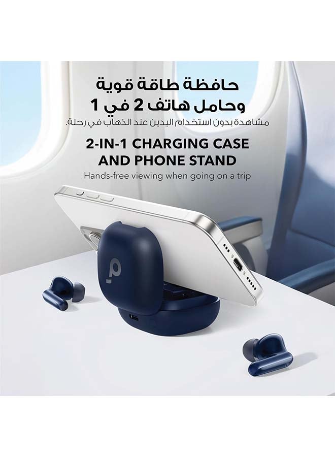 ساوند كور P40i من Anker، سماعات أذن لاسلكية لإلغاء الضوضاء، إلغاء الضوضاء التكيفي مع البيئات، صوت جهير ثقيل، وقت تشغيل 60 ساعة، حافظة 2 في 1 وحامل هاتف، IPX5، شحن لاسلكي، بلوتوث 5.3 - أزرق - Image 2