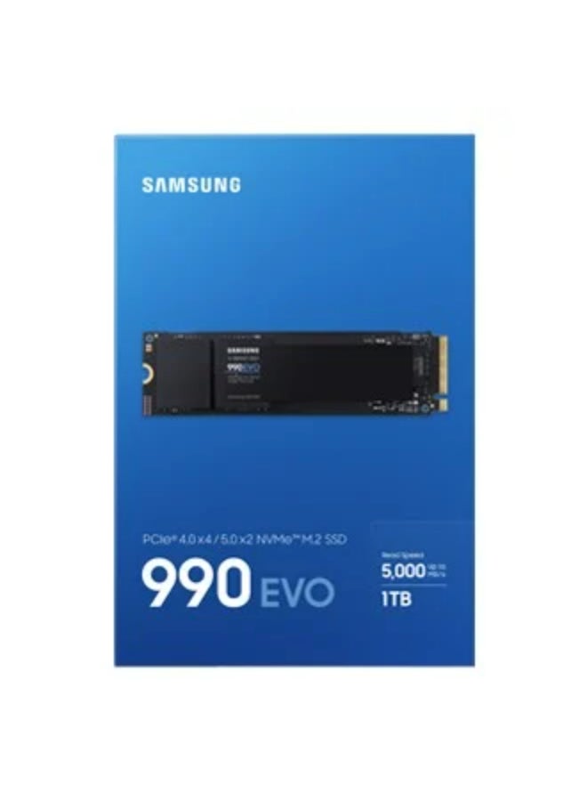 Samsung - 990 EVO NVMe M.2 SSD 1TB, PCIe 4.0 x4 / PCIe 5.0 x2, NVMe 2.0 (2280), 5000MB/s Read, 3200MB/s Write, Internal SSD for Gaming and Graphics Editing, MZ-V9E1T0BW 1 TB - Image 1