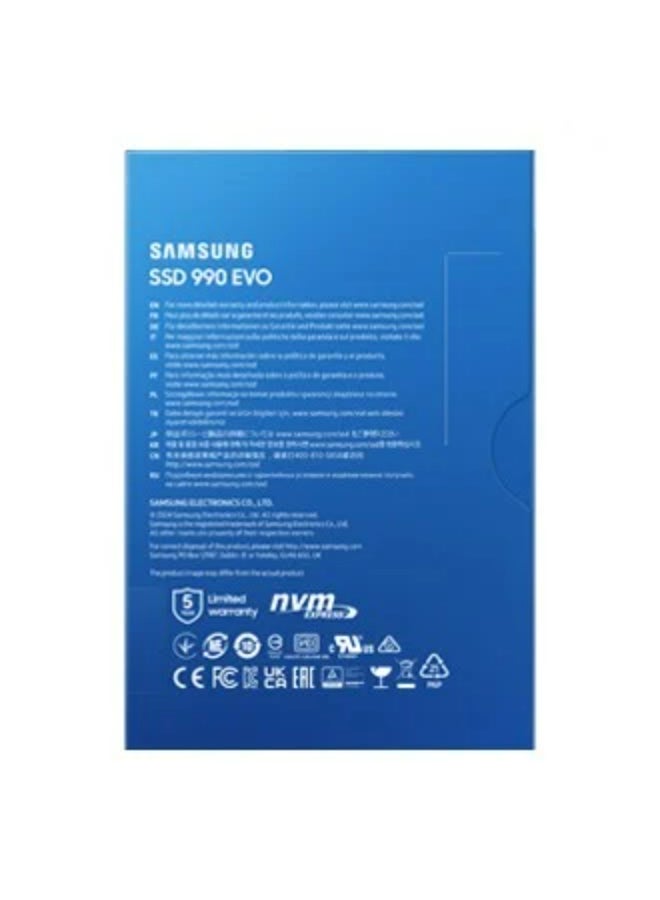 Samsung - 990 EVO NVMe M.2 SSD 1TB, PCIe 4.0 x4 / PCIe 5.0 x2, NVMe 2.0 (2280), 5000MB/s Read, 3200MB/s Write, Internal SSD for Gaming and Graphics Editing, MZ-V9E1T0BW 1 TB - Image 1