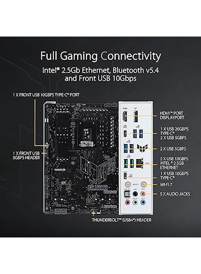ASUS - TUF Gaming Z790-BTF WIFI LGA 1700 ATX Intel Motherboard, Intel Z790 Chipset, 4x DDR5 DIMM Slots, 192GB Max Memory, 4x M.2 Slots, Intel Wi-Fi 7 & Bluetooth v5.4, White/Black | 90MB1GU0-M0EAY0 - Image 1