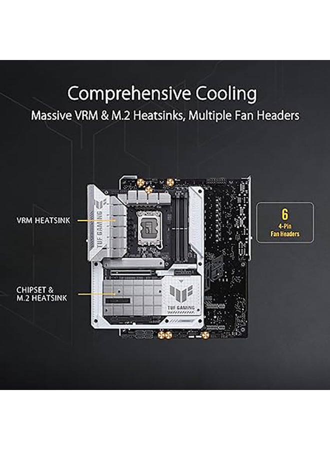 ASUS - TUF Gaming Z790-BTF WIFI LGA 1700 ATX Intel Motherboard, Intel Z790 Chipset, 4x DDR5 DIMM Slots, 192GB Max Memory, 4x M.2 Slots, Intel Wi-Fi 7 & Bluetooth v5.4, White/Black | 90MB1GU0-M0EAY0 - Image 1