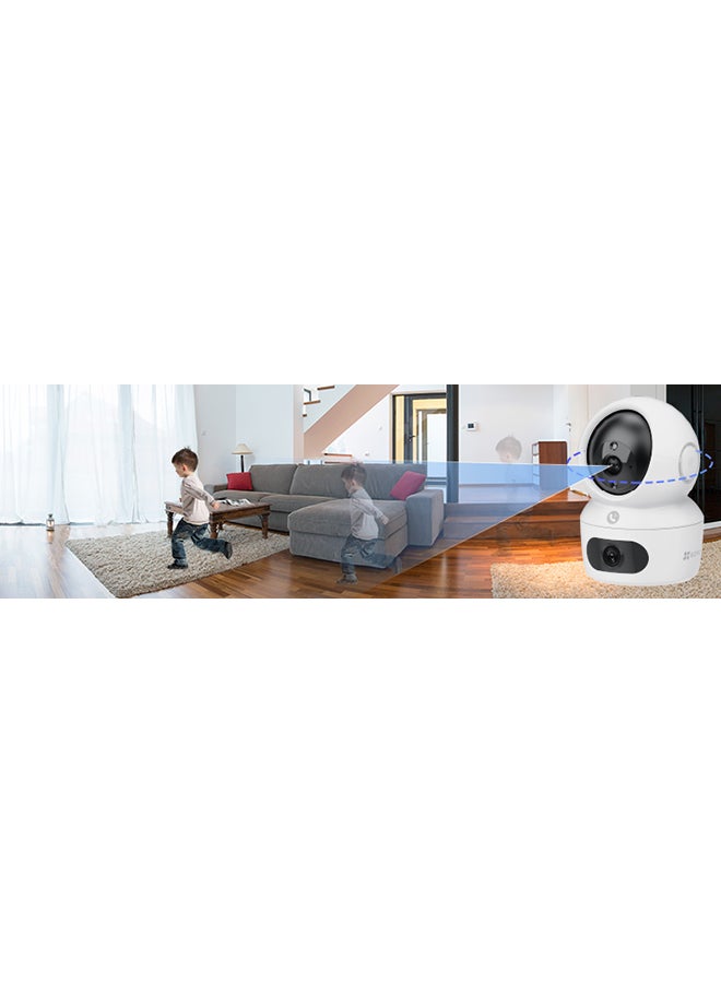 EZVIZ - H7c Dual 2K⁺ & 2K⁺ Dual-Lens Pan & Tilt Wi-Fi Camera, Panoramic View, Two-Way Talk, Smart Color Night Vision, AI-Powered Human Shape Detection, Co-Detection for Auto Smart Tracking, Dual-Band Wi-Fi 6, Supports MicroSD Card (Up to 512 GB) & EZVIZ CloudPlay Storage - Image 1