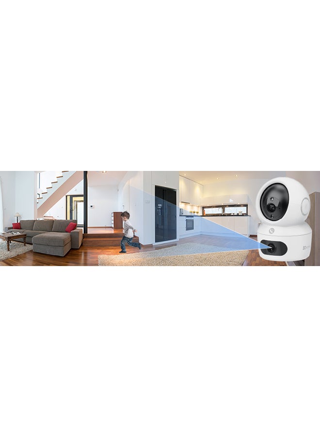 EZVIZ - H7c Dual 2K⁺ & 2K⁺ Dual-Lens Pan & Tilt Wi-Fi Camera, Panoramic View, Two-Way Talk, Smart Color Night Vision, AI-Powered Human Shape Detection, Co-Detection for Auto Smart Tracking, Dual-Band Wi-Fi 6, Supports MicroSD Card (Up to 512 GB) & EZVIZ CloudPlay Storage - Image 1
