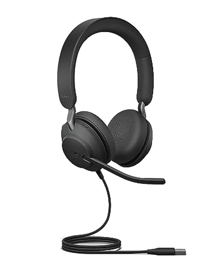 Jabra Evolve2 40 SE Wired Stereo Noise-Cancelling Headset - Features 3-Microphone Call Technology and USB-A Cable - MS Teams Certified, Works with All Other Platforms - Black