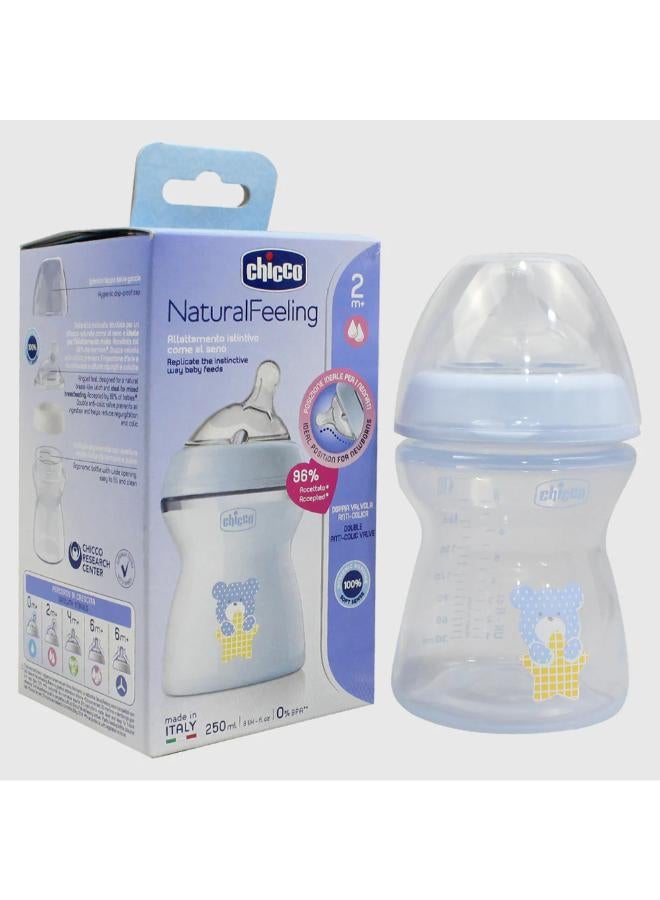 Chicco Blue Natural Filling Plastic Bottle 250 ml (2+ Months)  - Image 1