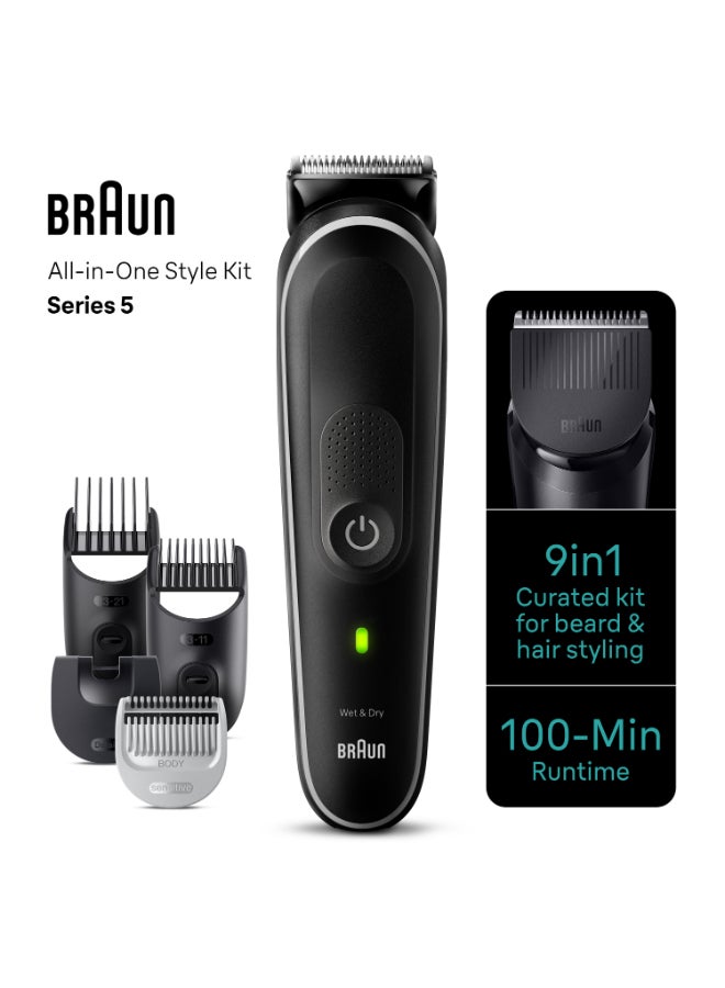 BRAUN - 9-In-1 Curated Kit For Head-To-Toe Styling, Beard, Hair, Ears And Nose With 100-Min Runtime Grey - Image 1