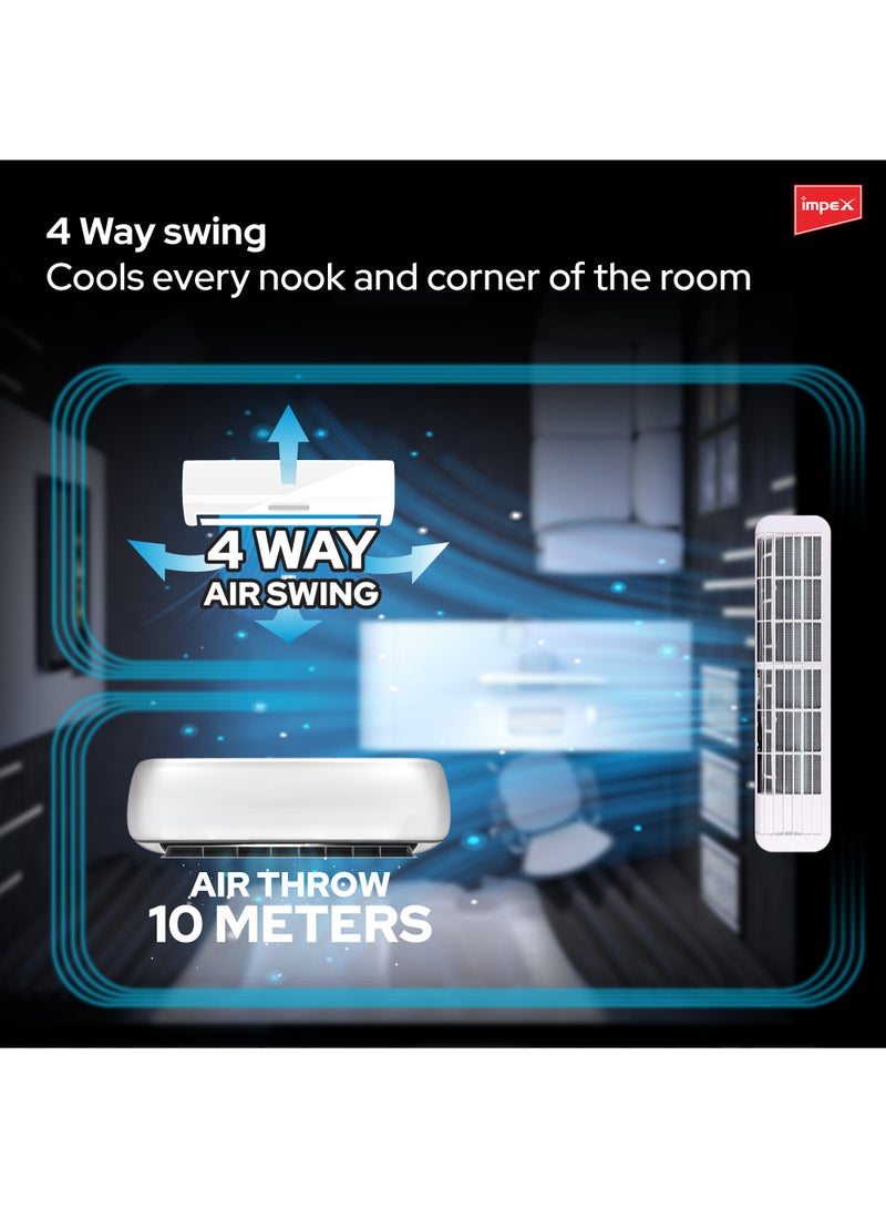 Split AC With Cool And Hot Functions T3 Rotary Compressor 4D Air Flow Turbo Cooling 18100BTU 2500 W IM18S3DHSA White