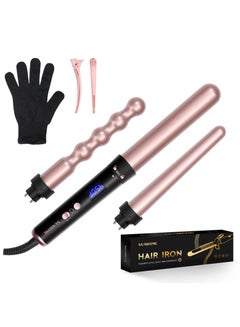 Sunhome Curling Wand Set 3 in 1 Hair Curler with 3 Interchangeable Curling Wand Ceramic Barrel(15-32mm) With LED Temperature Adjustment And Heat Up Hair Curler Include Heat Resistant Glove  - Image 1