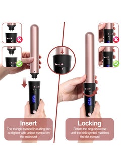 Sunhome Curling Wand Set 3 in 1 Hair Curler with 3 Interchangeable Curling Wand Ceramic Barrel(15-32mm) With LED Temperature Adjustment And Heat Up Hair Curler Include Heat Resistant Glove  - Image 3
