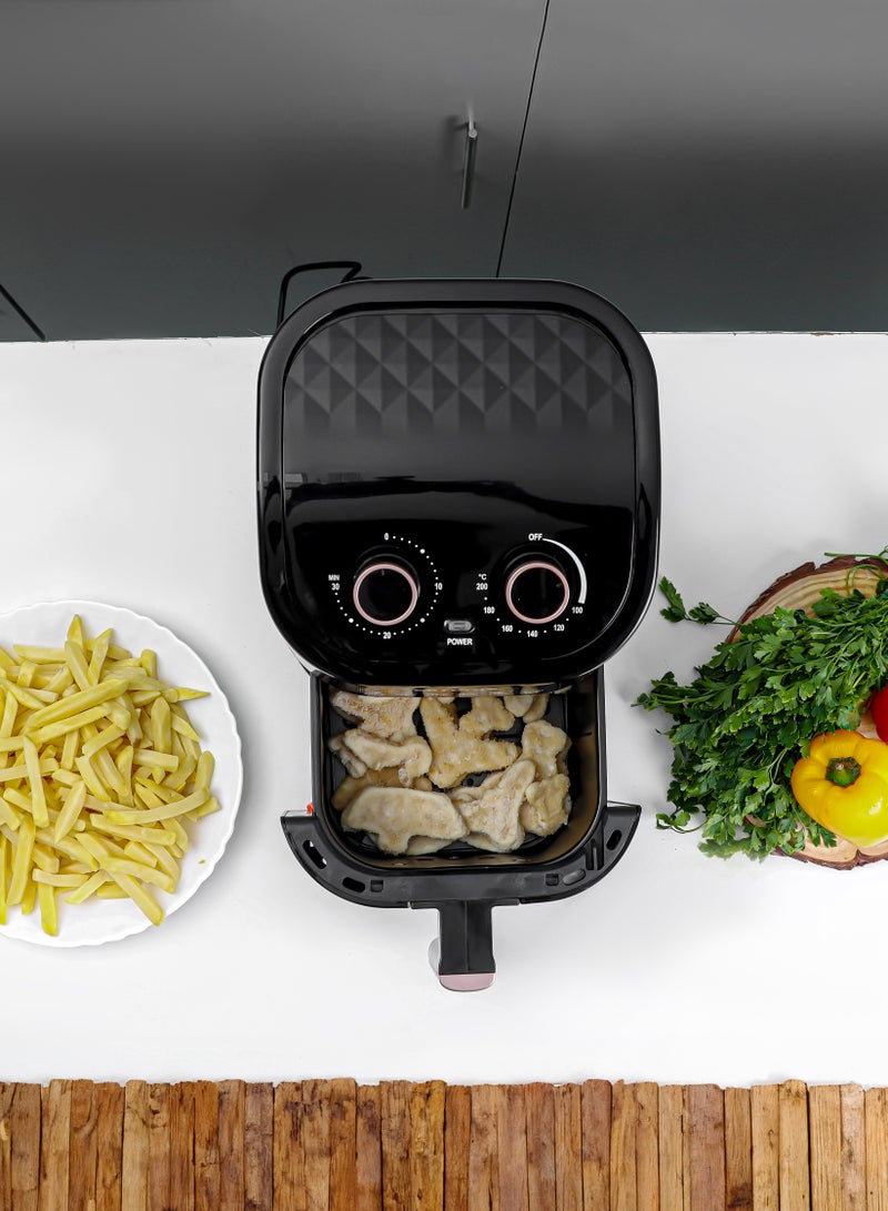 KRYPTON - Air Fryer 3.5L Capacity With Non-Stick Pot With Rack, Oil And Fat Free Cooking/ Time And Temperature Adjustable Control, 1-30 Minutes Timer 2 Years Warranty 3.5 L 1400 W KNAF6362-AF Black - Image 1