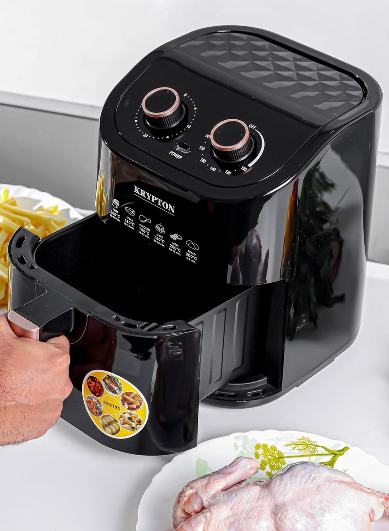 KRYPTON - Air Fryer 3.5L Capacity With Non-Stick Pot With Rack, Oil And Fat Free Cooking/ Time And Temperature Adjustable Control, 1-30 Minutes Timer 2 Years Warranty 3.5 L 1400 W KNAF6362-AF Black - Image 1