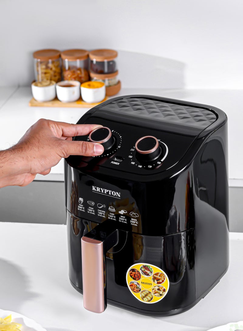 KRYPTON - Air Fryer 3.5L Capacity With Non-Stick Pot With Rack, Oil And Fat Free Cooking/ Time And Temperature Adjustable Control, 1-30 Minutes Timer 2 Years Warranty 3.5 L 1400 W KNAF6362-AF Black - Image 1