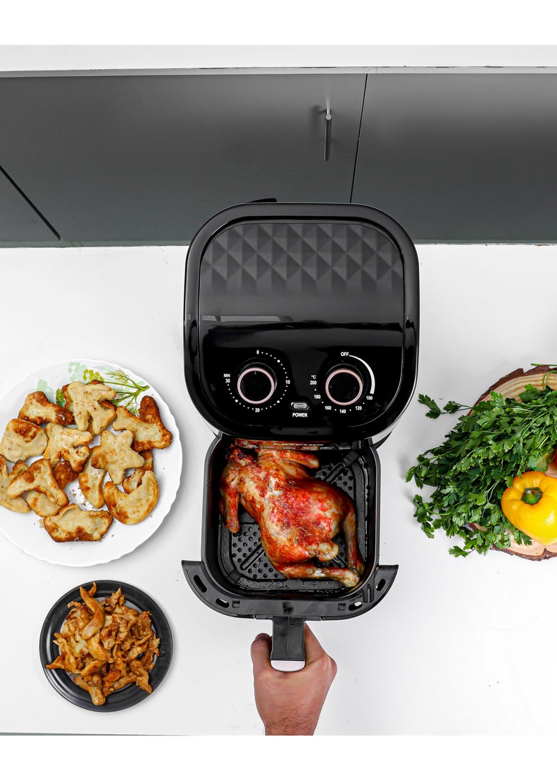 KRYPTON - Air Fryer 3.5L Capacity With Non-Stick Pot With Rack, Oil And Fat Free Cooking/ Time And Temperature Adjustable Control, 1-30 Minutes Timer 2 Years Warranty 3.5 L 1400 W KNAF6362-AF Black - Image 1
