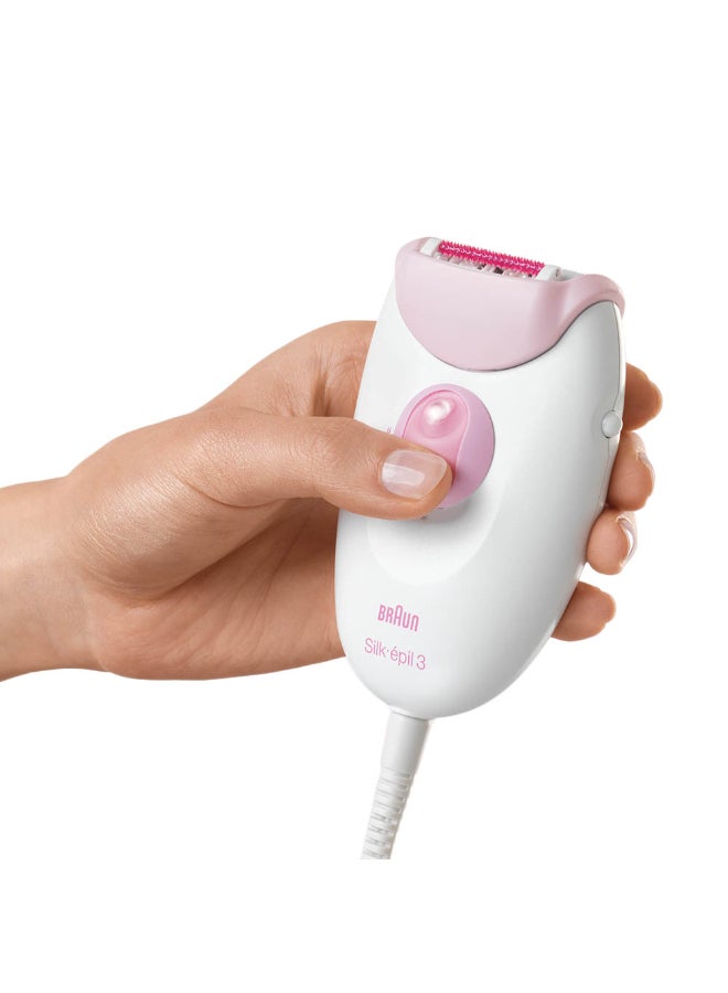 BRAUN Silk-Épil Epilator Smart Light 2 Speed Settings 20-Tweezer System Cap Pink / White 50ml - Image 4