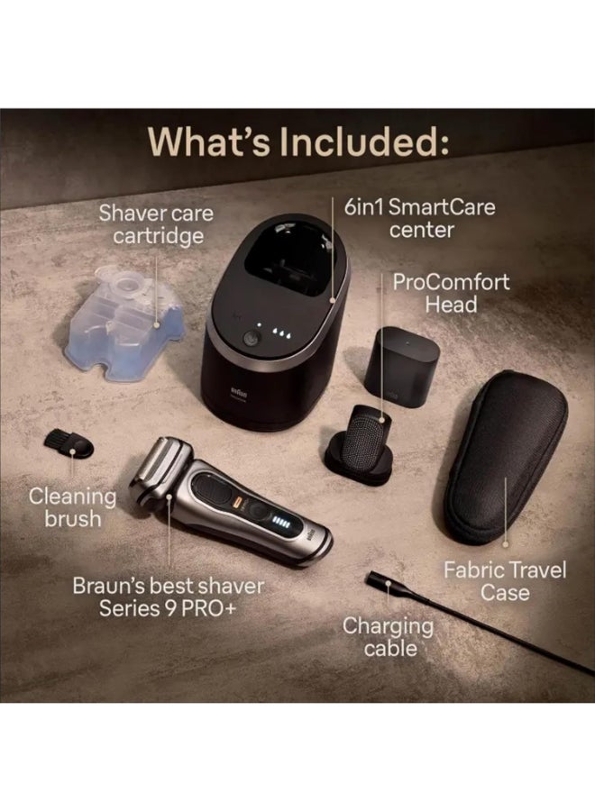 BRAUN - Series 9 PRO+ Electric Shaver, ProComfort Head, 6in1 Smart Care Center, 9597cc Silver - Image 1