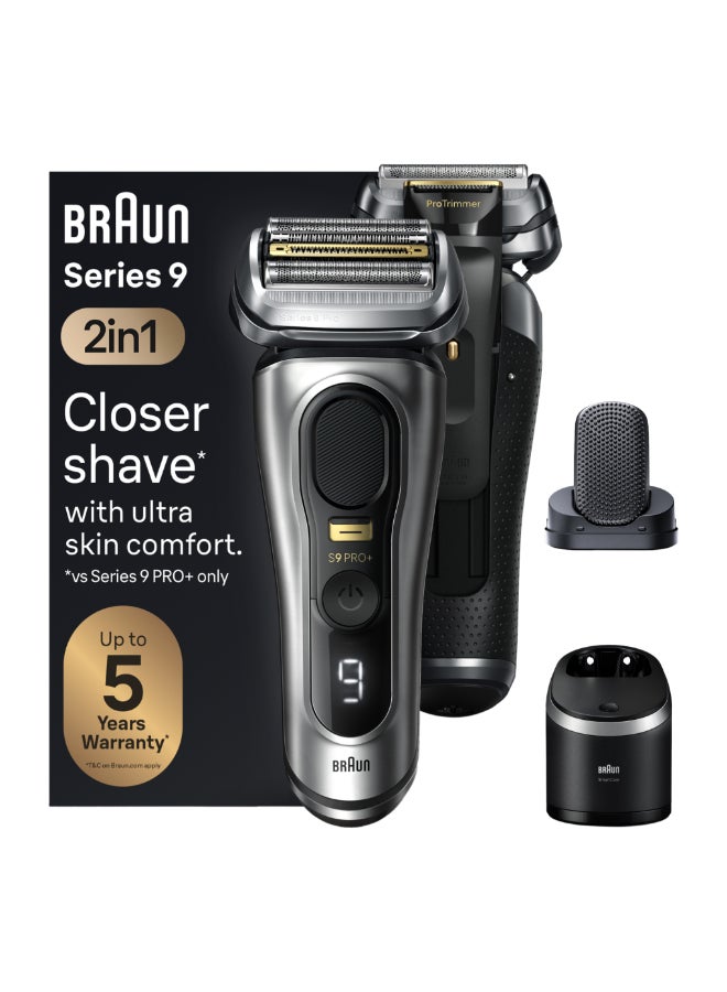 BRAUN - Series 9 PRO+ Electric Shaver, ProComfort Head, 6in1 Smart Care Center, 9597cc Silver - Image 1