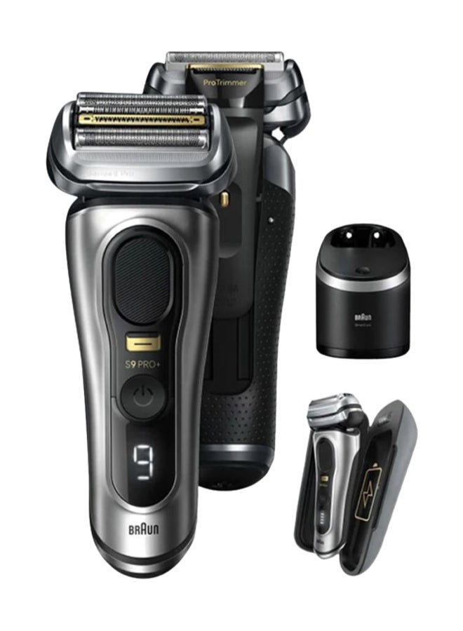 BRAUN Series 9 Pro+ Electric Shaver, Wet And Dry With 6-In-1 Smartcare Center And Powercase Silver 