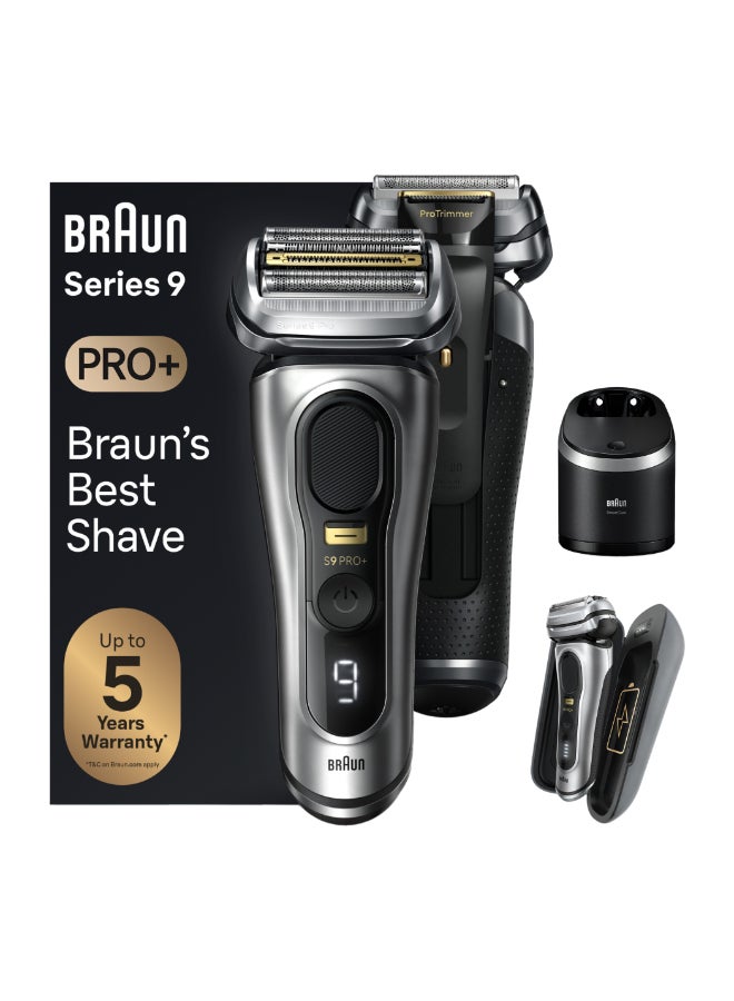 BRAUN 6 In 1 Series 9 Pro+ Electric Shaver, Smartcare Center And Powercase, 9577Cc Silver Silver 