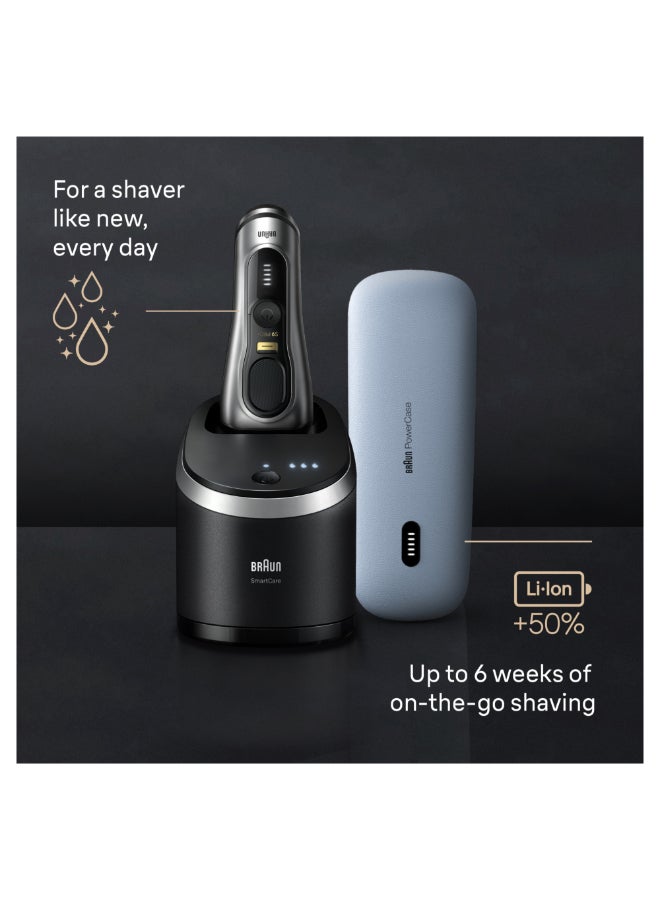 Series 9 Pro 9577cc Wet & Dry shaver with 5-in-1 SmartCare center and Power Case, Silver. Silver