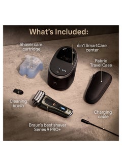 BRAUN Series 9 Pro+ Electric Shaver, Wet And Dry With 6-In-1 Smartcare Center And Travel Case Gold  - Image 4