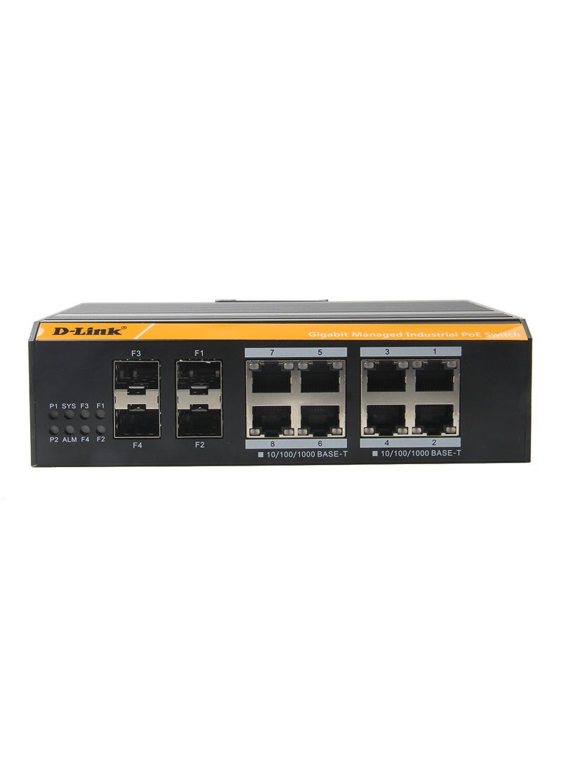 D-Link - DGS-F3008P-2S / 8 Port Gigabit (8 Poe - 120 Watt) + 2 SFP Layer 2 Gigabit Outdoor Managed Industrial Switch Black - Image 1