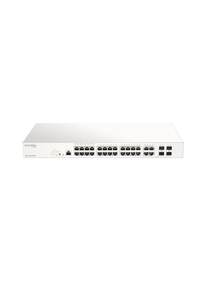 D-Link 28-Port Nuclias Cloud-Managed PoE Switch, 4 X Combo 1000Mbps/SFP Ports, 370W, Powerful & ﬂexible Cloud-Managed Networking Solution For Small-To-Medium-Sized Businesses (SMBs/SMEs). | DBS-2000-28MP White  - Image 3